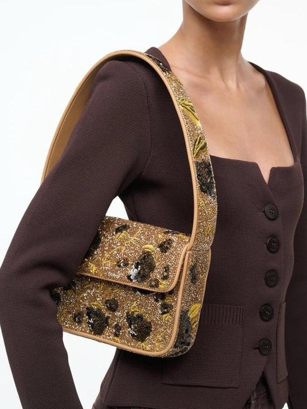 Staud Tommy Beaded Bag in Vintage Floral